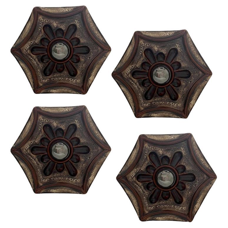 Hex-shaped Star Ceramic Wall Lights, Germany, 1970 For Sale