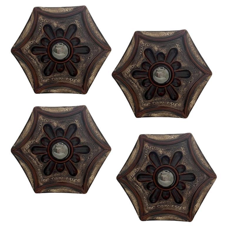 Hex-shaped Star Ceramic Wall Lights, Germany, 1970
