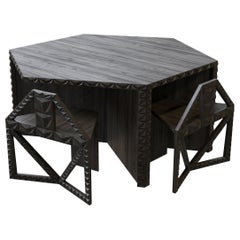 Hex solid teak table and chairs set