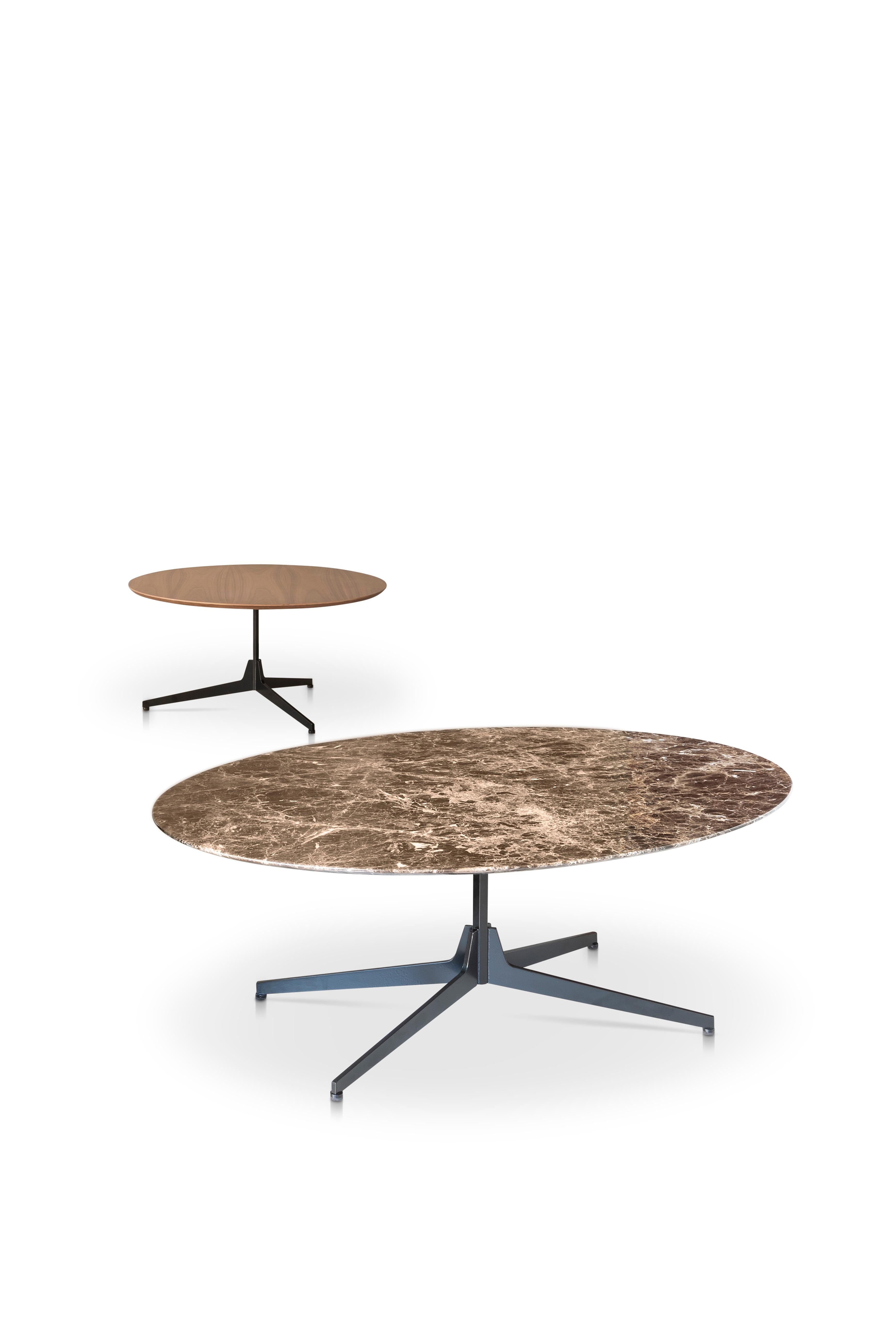 Moderne Grande table basse ronde Hexa avec plateau en marbre Noir et base noire mate, Enzo Berti en vente