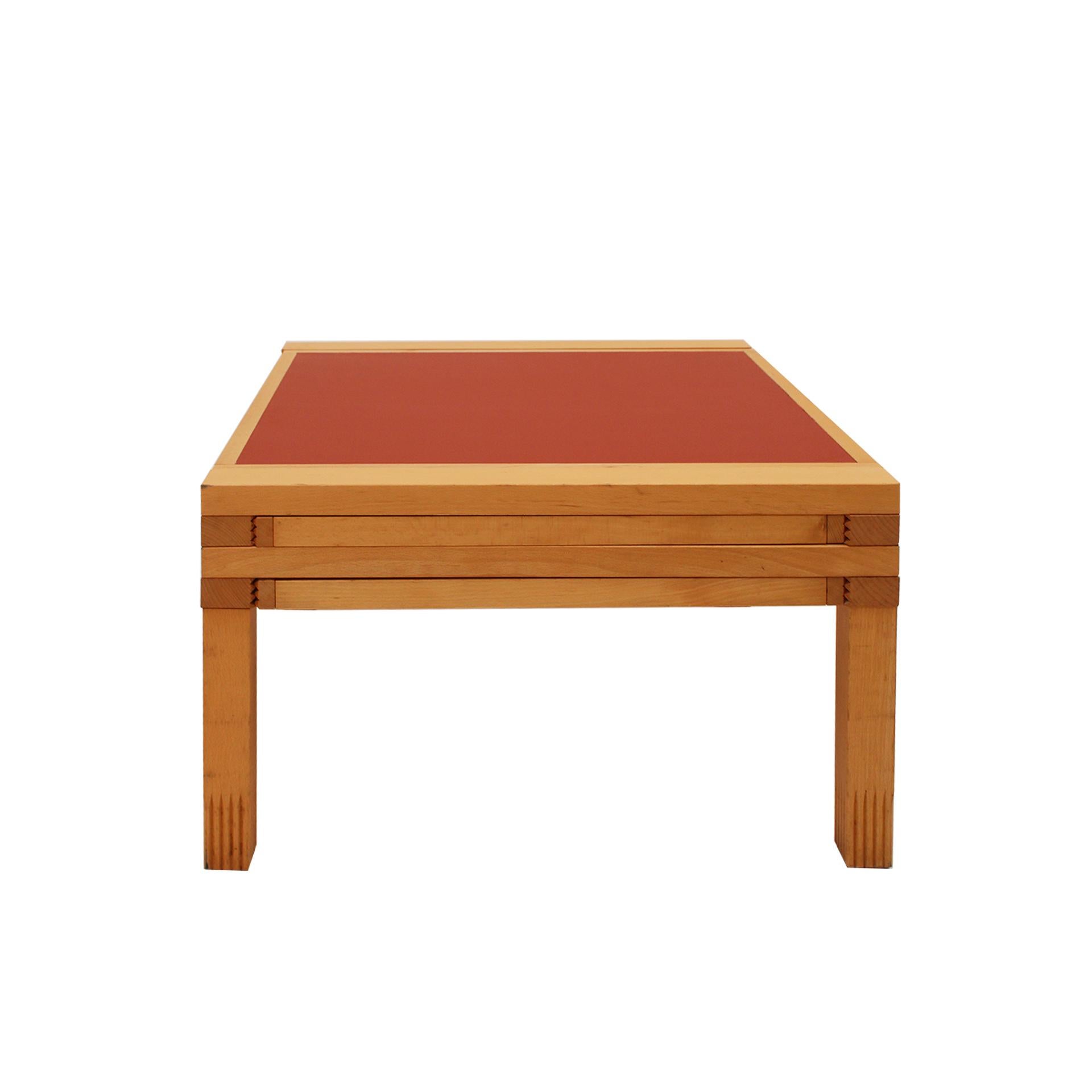 Wood Hexa Model Table Designed by Bernard Vuarnesson, Edited by Bellato 80s. For Sale