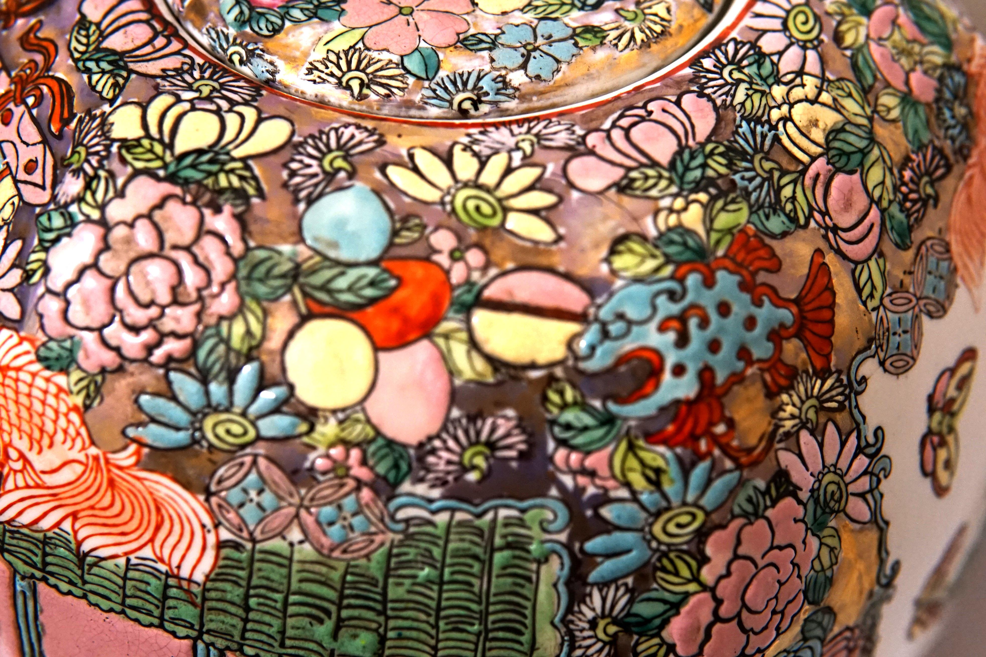 Famille Rose 19th Century Hexagon Chinese Export Ginger Jar 4