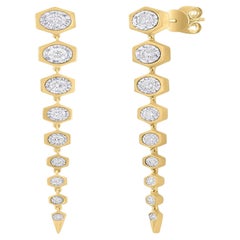 Hexagon Cascade 18K Yellow Gold Diamond Drop Earrings