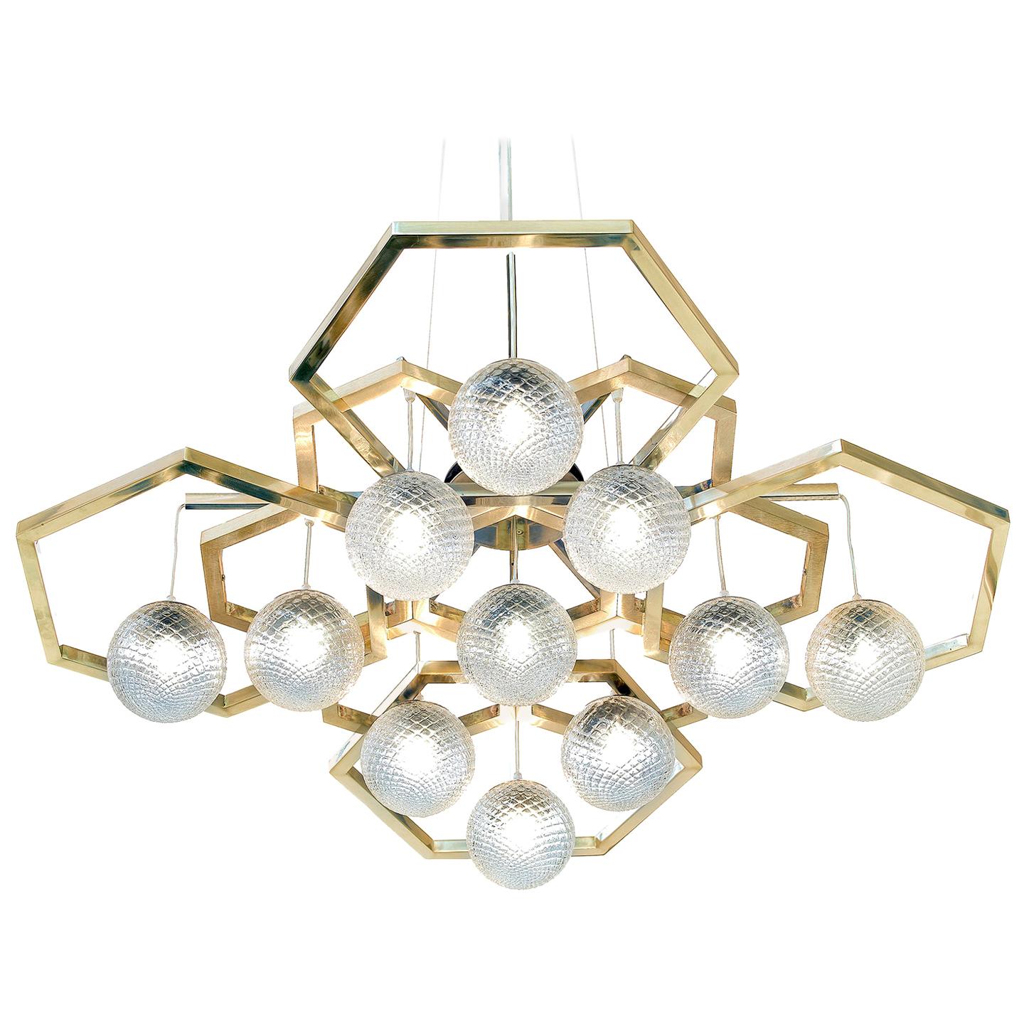 Hexagon Chandelier with Ballotton Spheres