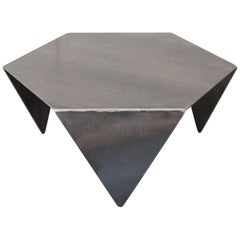 Hexagon Coffee Table in Raw Black Steel Minimalist Design by Mtharu