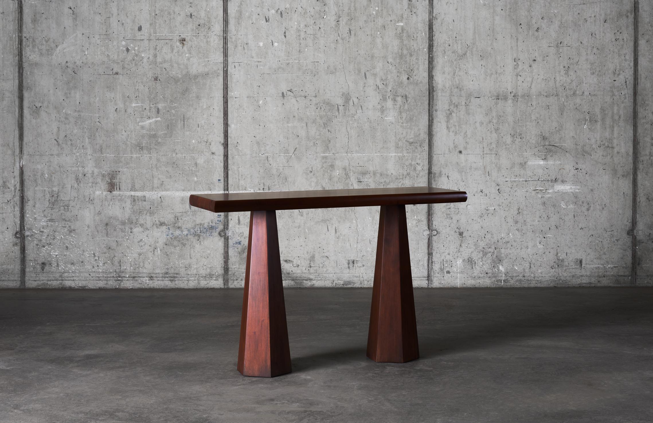 Mid-Century Modern Hexagon Console Table Stained Ash For Sale