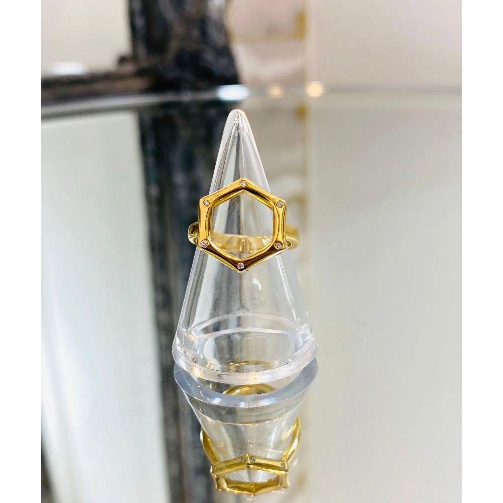 Sechseck-Diamant & 18K Gold Offen gestalteter Ring (Brillantschliff) im Angebot