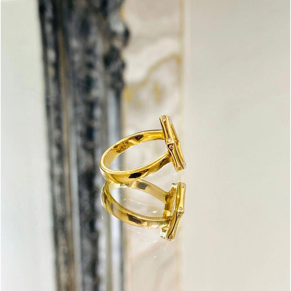Women's Hexagon Diamond & 18K Gold Open Styled Ring For Sale