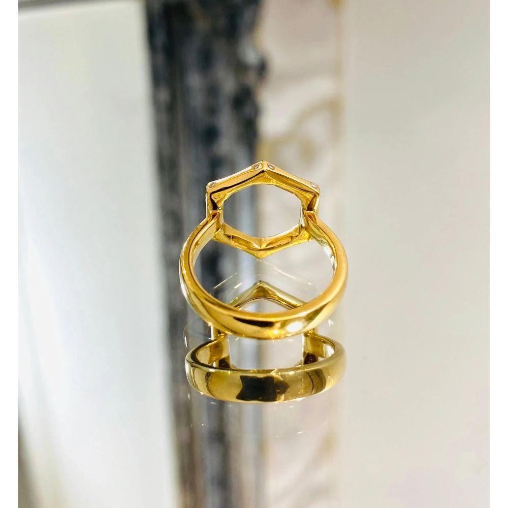 Hexagon Diamond & 18K Gold Open Styled Ring 1