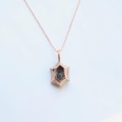 Hexagon Diamond Pendant in 14 Carat Rose Gold