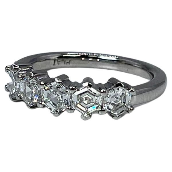 Sechseckiger Diamant-Ring Platin Seltener Diamant-Ehering Luxus