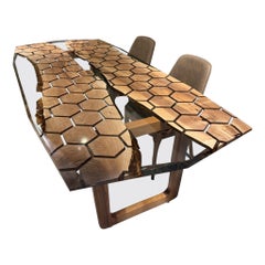 Hexagon Epoxy Resin Clear Dining Table - Geometrical Epoxy Table
