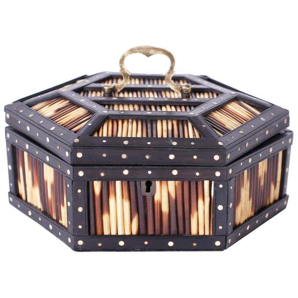 Quirin Box Hexagon Form Porcupine Quill Box at 1stDibs
