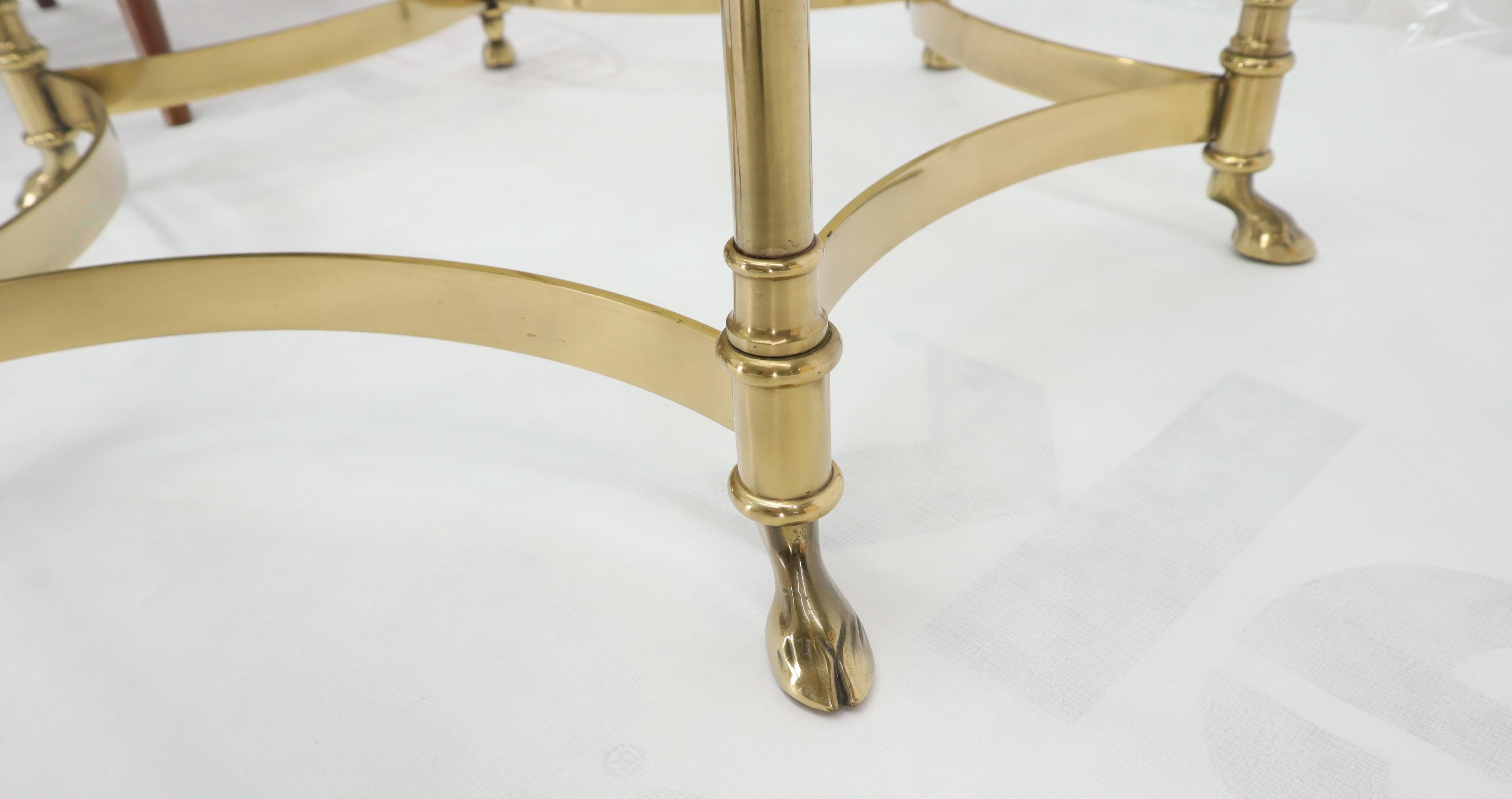 20th Century Hexagon Glass Top Brass Base Hoof Feet Italian Side End Table Stand For Sale