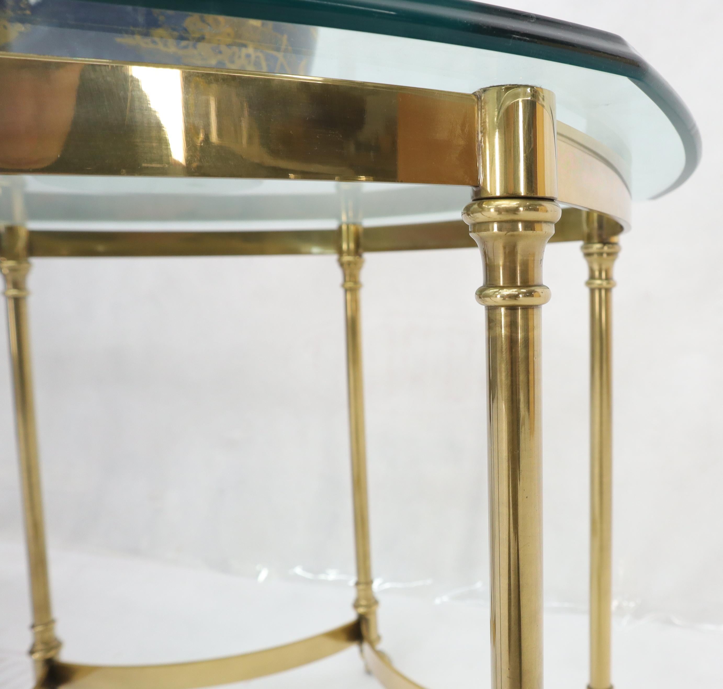 Hexagon Glass Top Brass Base Hoof Feet Italian Side End Table Stand For Sale 1