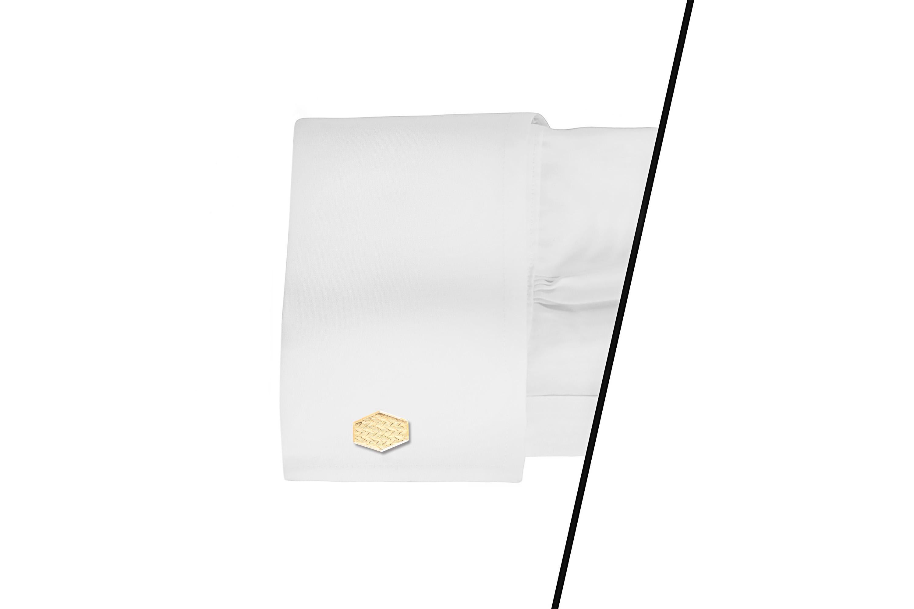Hexagon Gold Cufflinks In Excellent Condition For Sale In New York, NY