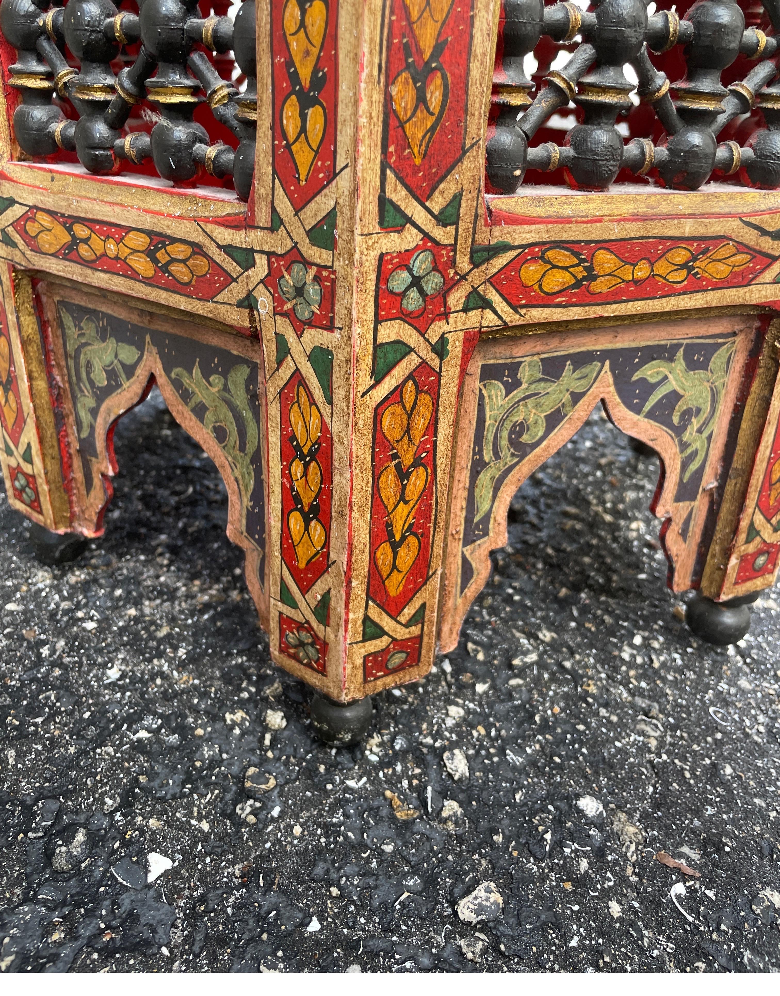 Hexagon Hand Painted Moroccan Side Table 6