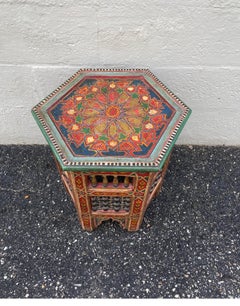 Hexagon Hand Painted Moroccan Side Table