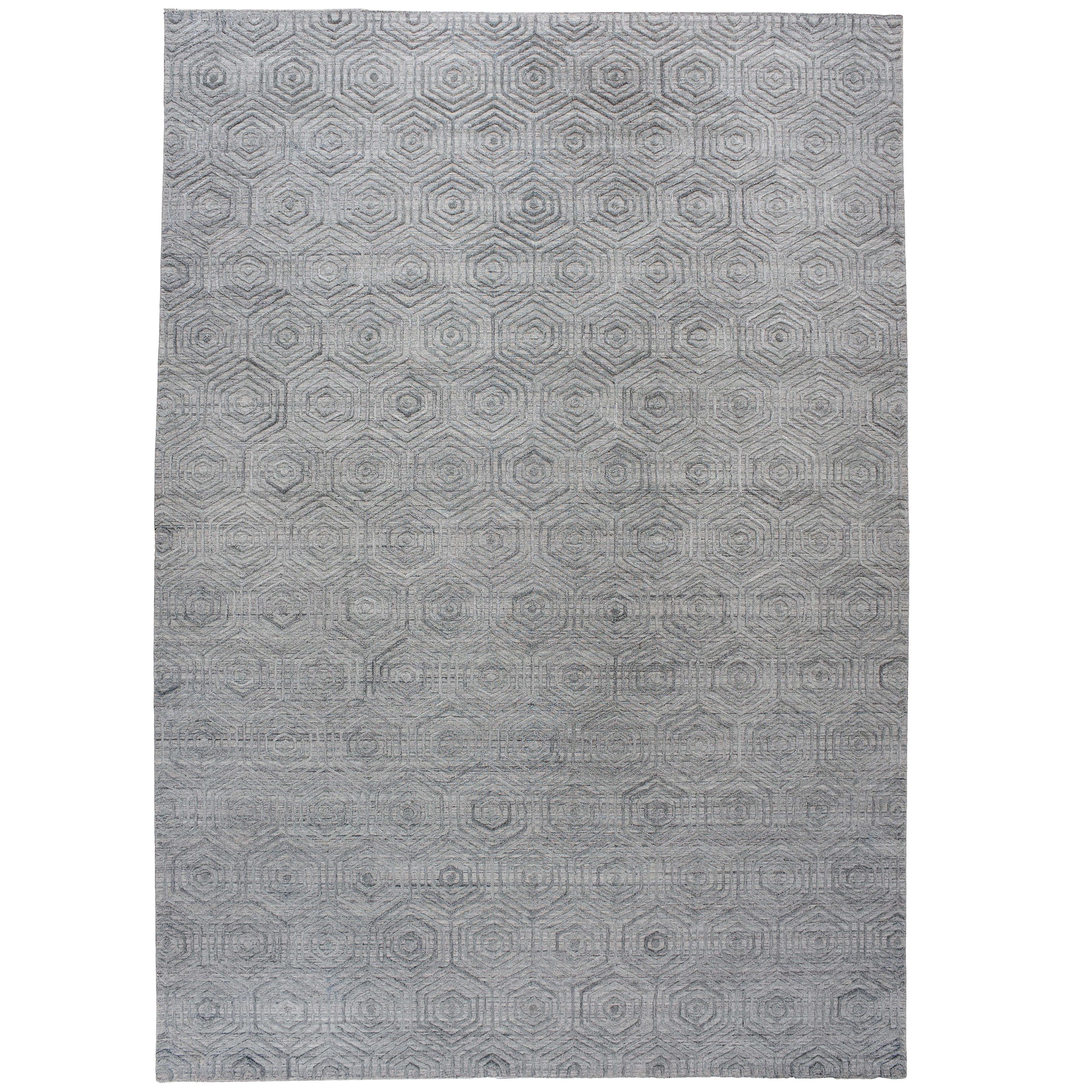 Tappeto Esagono Alto Basso Contemporaneo in Grigio Caldo in vendita