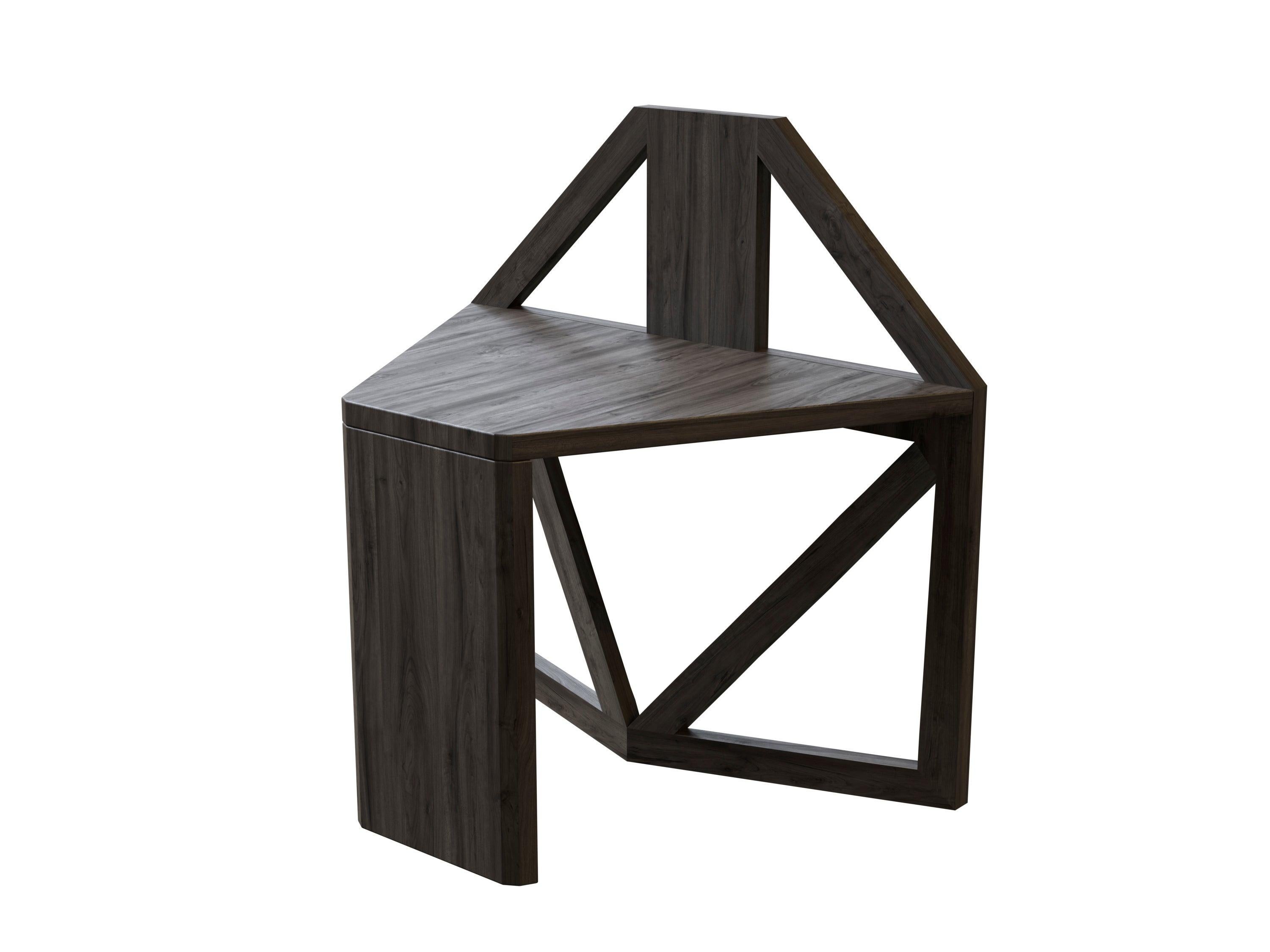Américain Ensemble table et chaises Hexagon Illusion en teck massif en vente