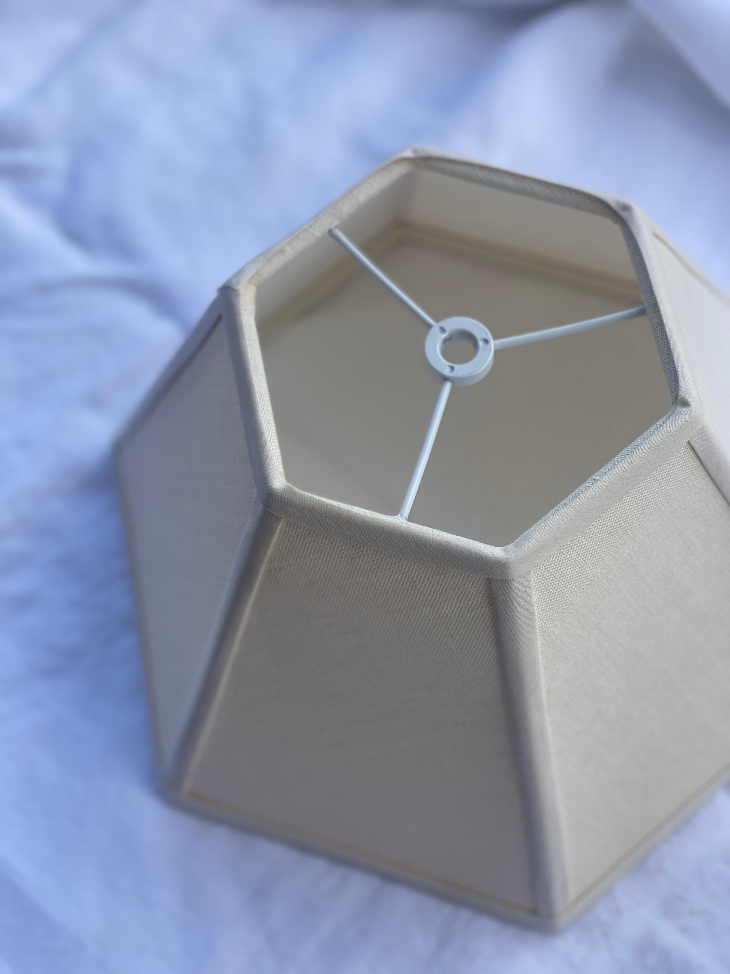 Britannique Abat-jour hexagonal en lin, bordé de crème - 16