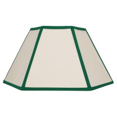 Paralume esagonale in lino, rifiniture verdi - 14" - Montaggio UK/EU