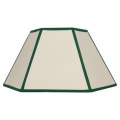 Pantalla hexagonal de lino, ribete verde - 16" - Ajuste RU/UE