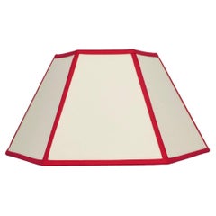 Paralume esagonale in lino, finiture rosse - 16" - Montaggio USA