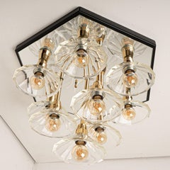 Hexagon Mirror glass Wall Light/Flush Mount, Germany 1970