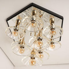 Hexagon Mirror glass Wall Light/Flush Mount, Germany 1970