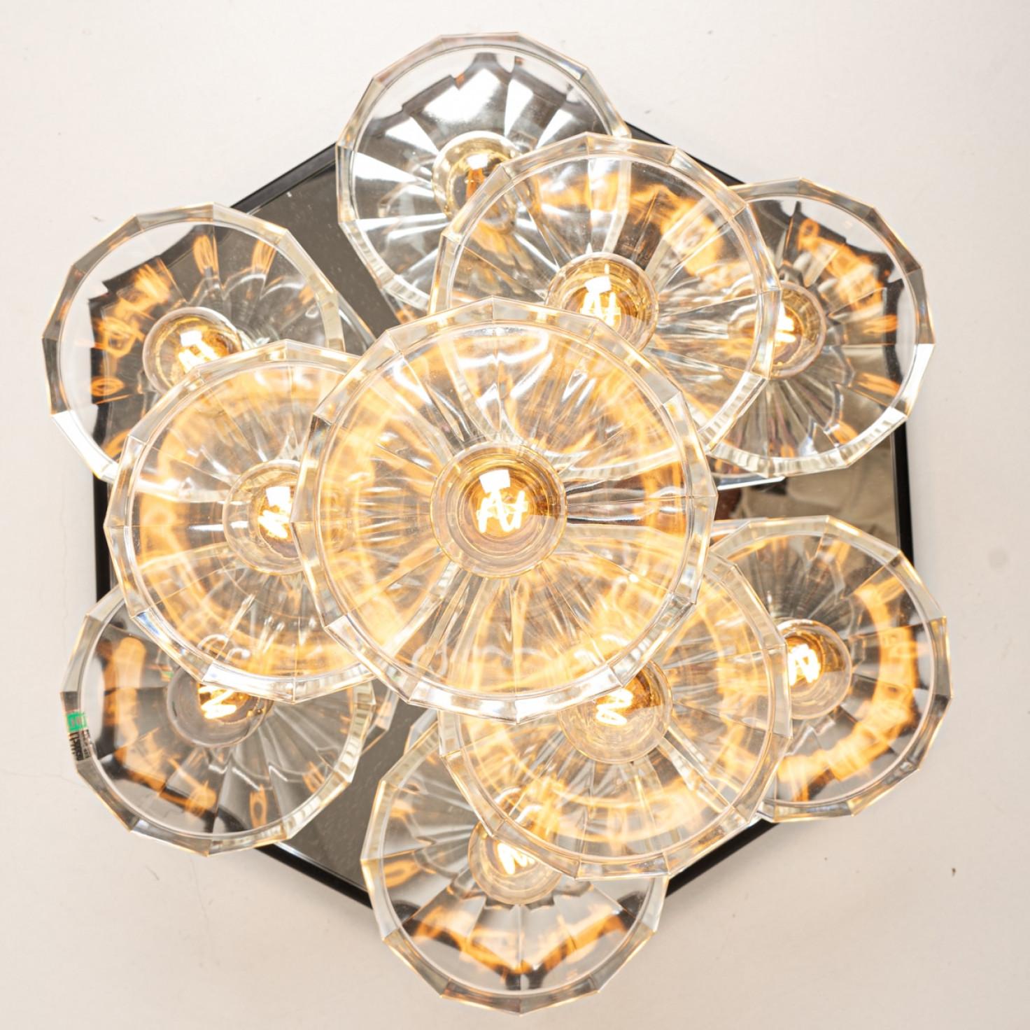 Aplique/plafón de cristal con espejo hexagonal, Alemania 1970 Alemán en venta