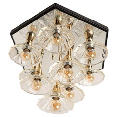 Hexagon Mirror glass Wall Light/Flush Mount, Germany 1970