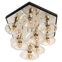 Hexagon Mirror glass Wall Light/Flush Mount, Germany 1970