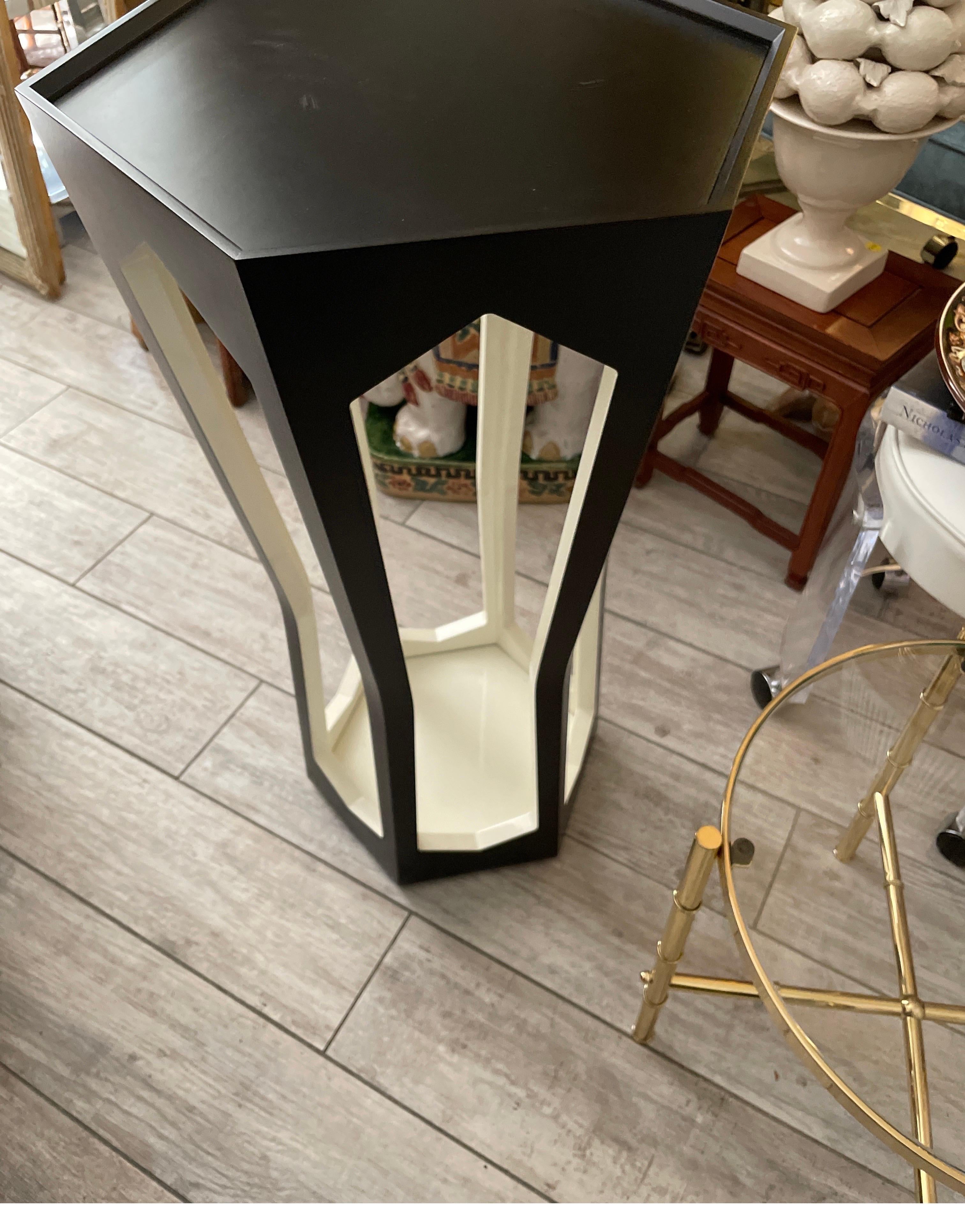 Wood Hexagon Modernist Pedestal by Donghia For Sale
