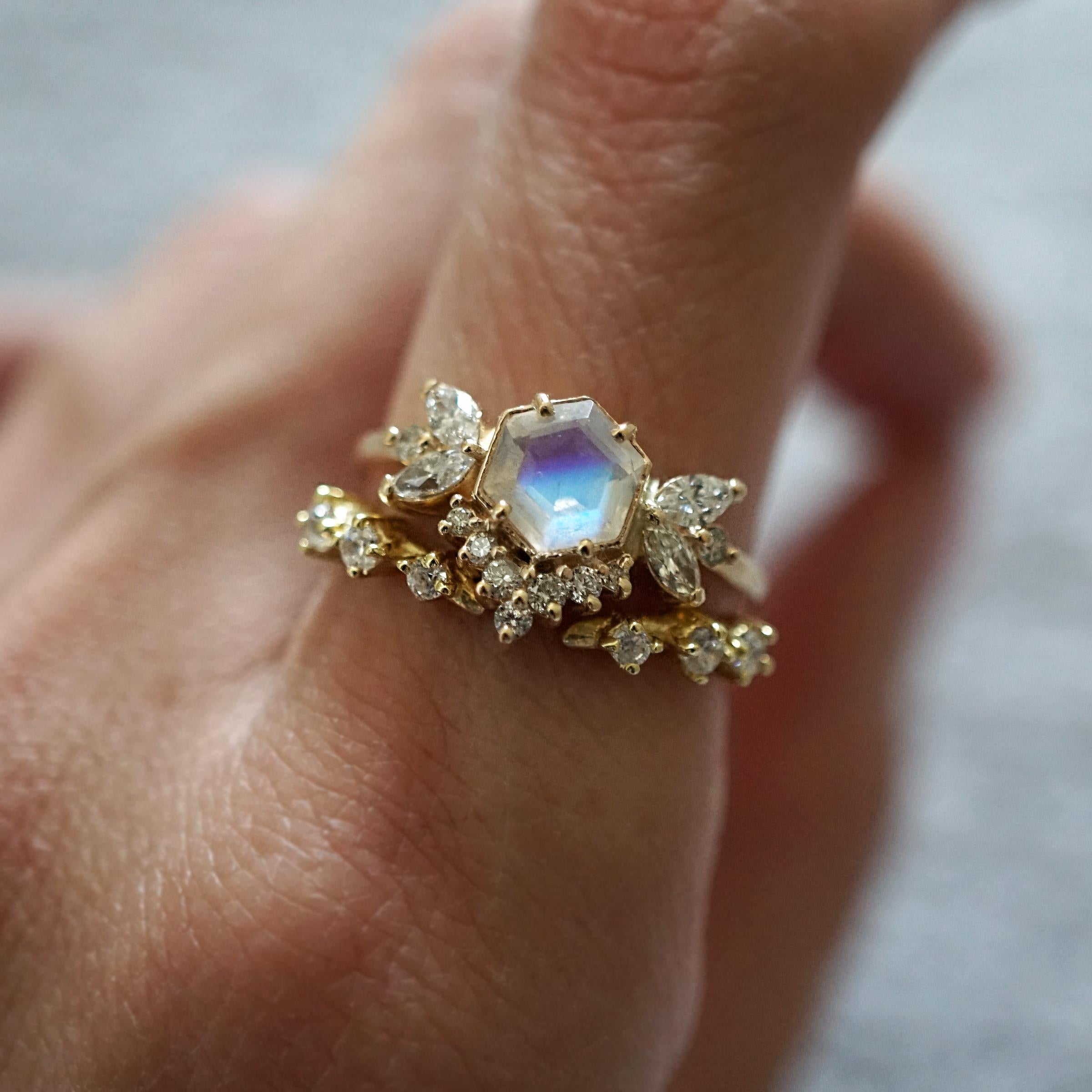 hexagon moonstone ring