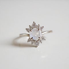 Hexagon Moonstone Rosie Diamond Ring