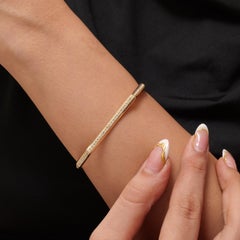1.24 Carat Hexagon Natural Diamond Stacking Bangle Bracelet, 14k Yellow Gold