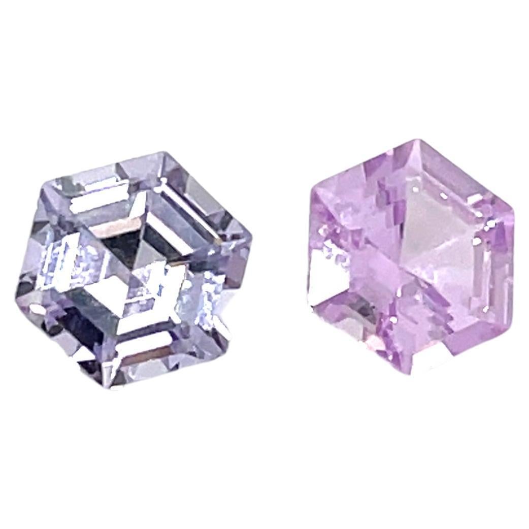 Sechseckige rosa und hellrosa Saphire Cts 1,58
