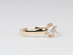 Hexagon Shape Diamond Engagement Ring on Wide Band 14K Gold IGI Cert
