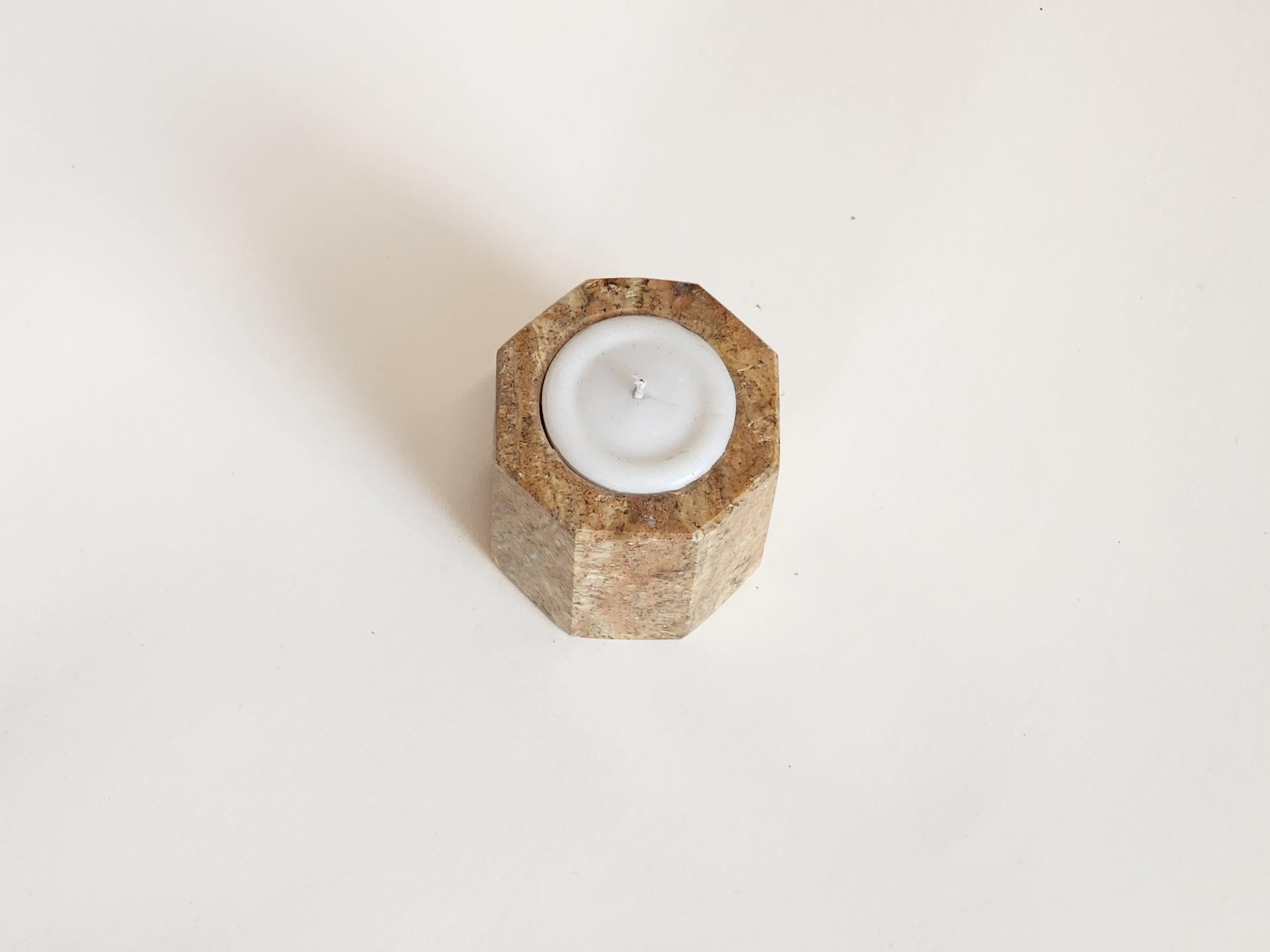Onyx-Kerzenhalter in Sechseckform im Zustand „Neu“ im Angebot in Stratford, CT