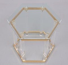 Hexagon shaped side table Hollywood Regency 1970s France