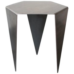 Hexagon Side Table in Raw Black Steel Minimalist Design by Mtharu