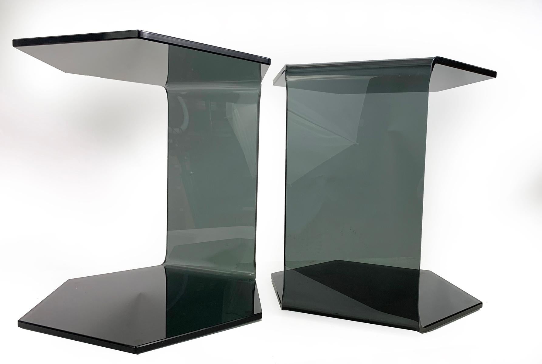 Beveled Hexagon Side Tables Designed by M. Manzoni & R. Tapinassi  for Steiner Paris For Sale