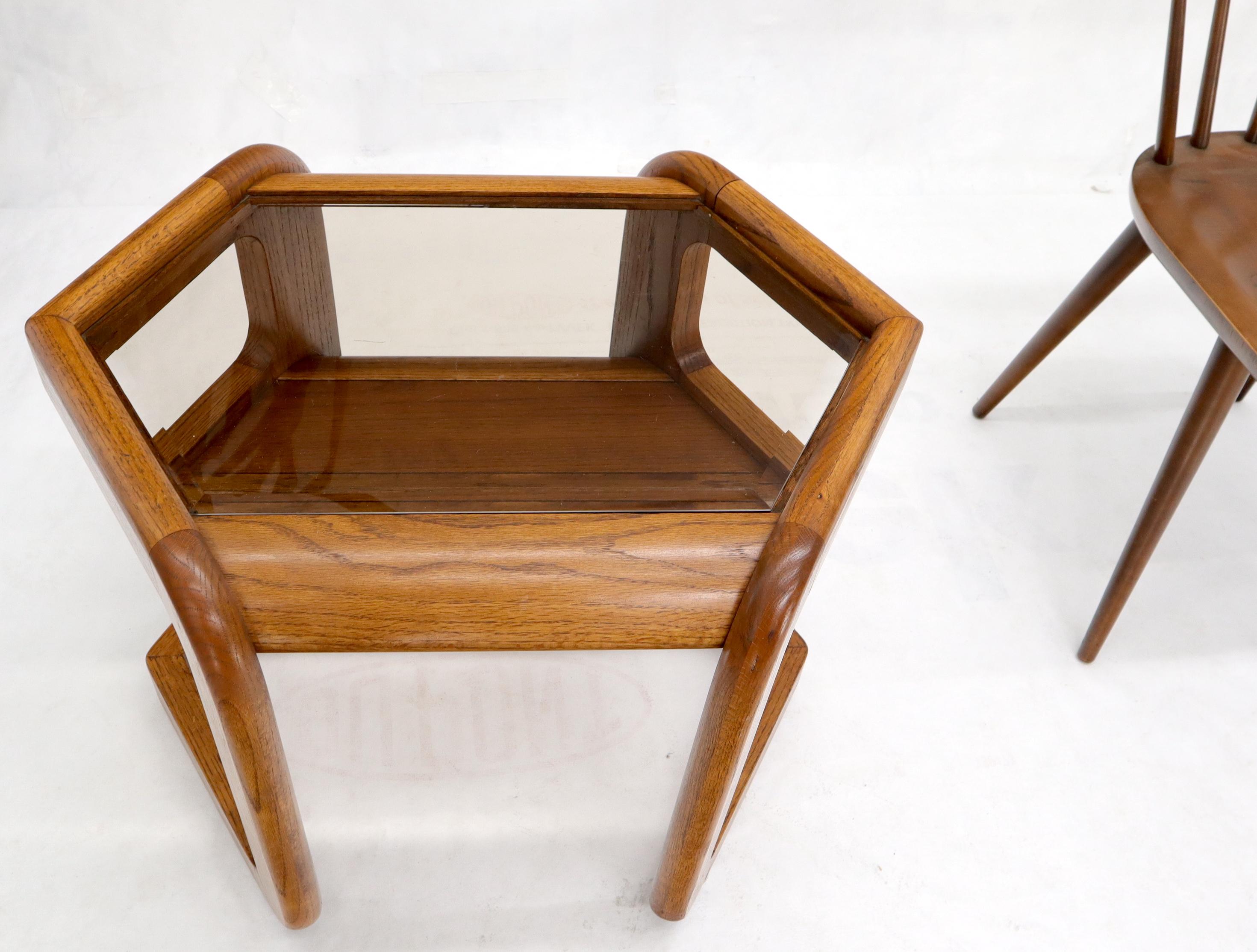 oak glass side table