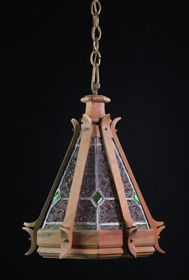 geometric wood pendant light
