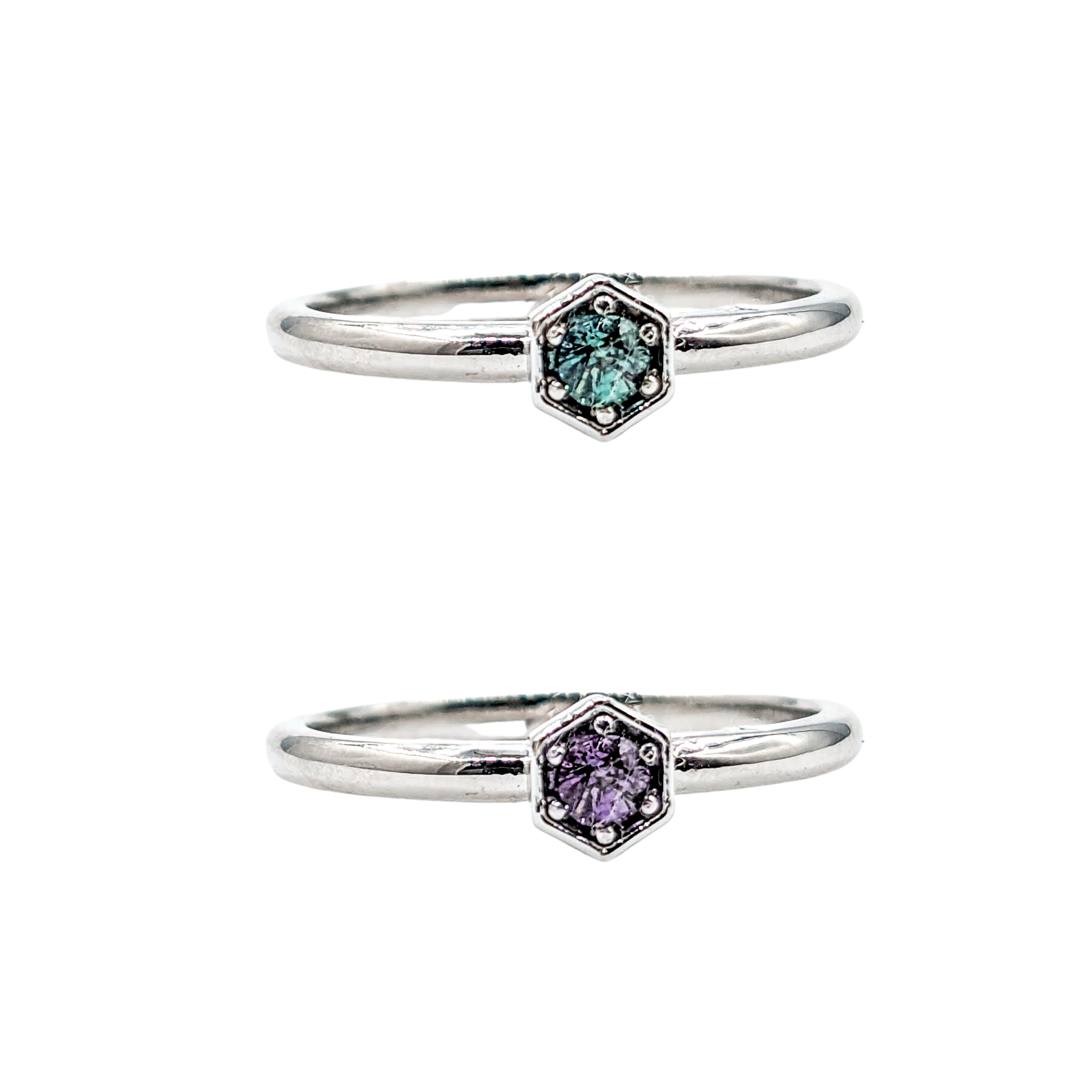 For Sale:  Hexagon Style Natural Brazilian Alexandrite Ring in White Gold 3