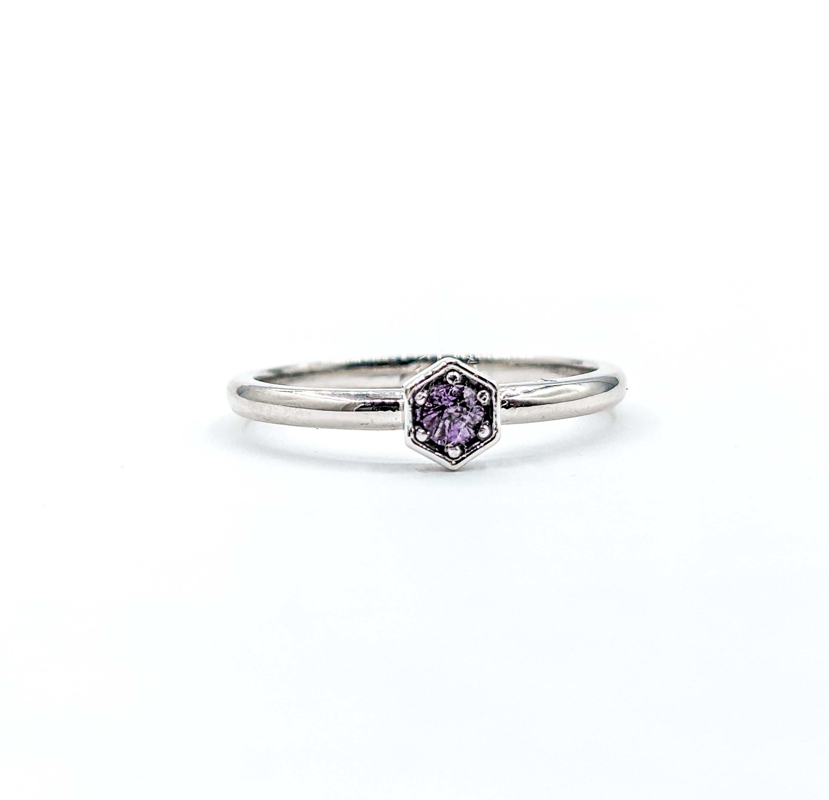 For Sale:  Hexagon Style Natural Brazilian Alexandrite Ring in White Gold 4
