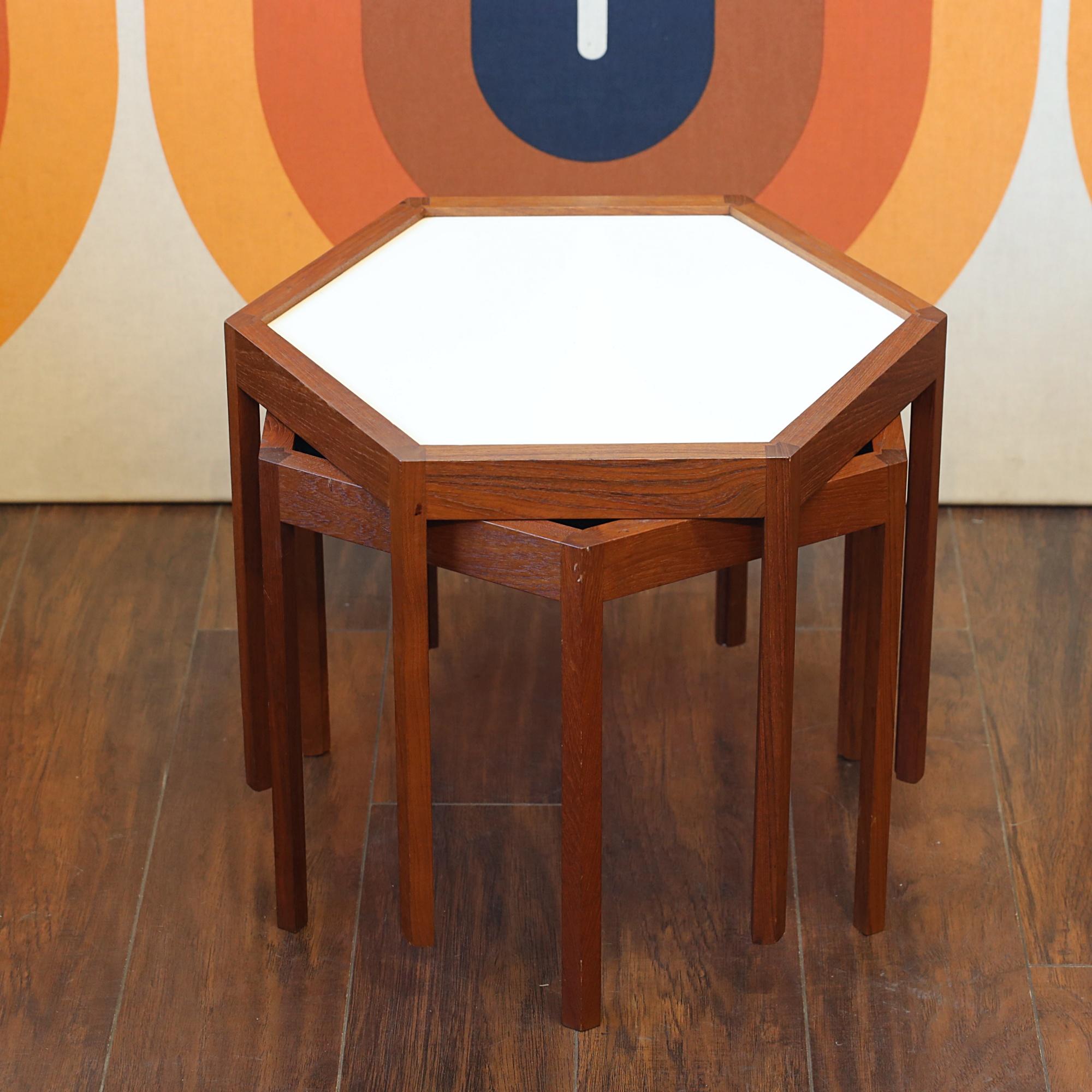 Hexagon Teak Coffee Tables Designed by Hans C Andersen For Sale 6