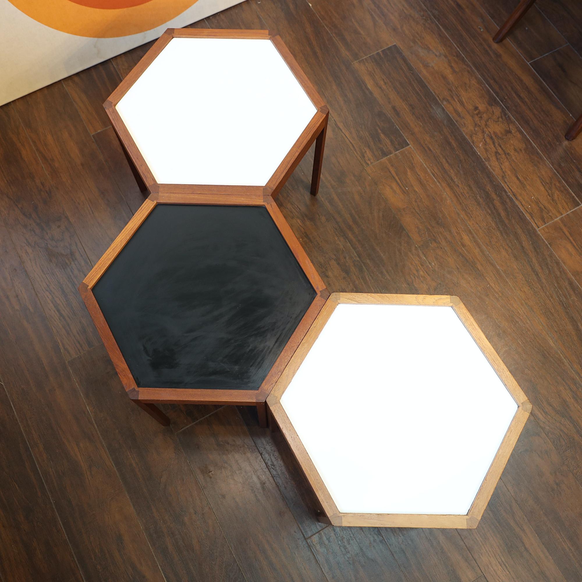 Hexagon Teak Coffee Tables Designed by Hans C Andersen For Sale 8