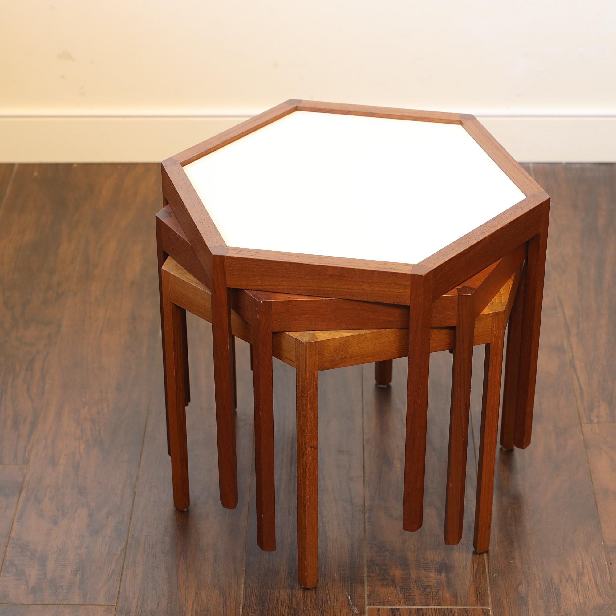 Hexagon Teak Coffee Tables Designed by Hans C Andersen For Sale 10